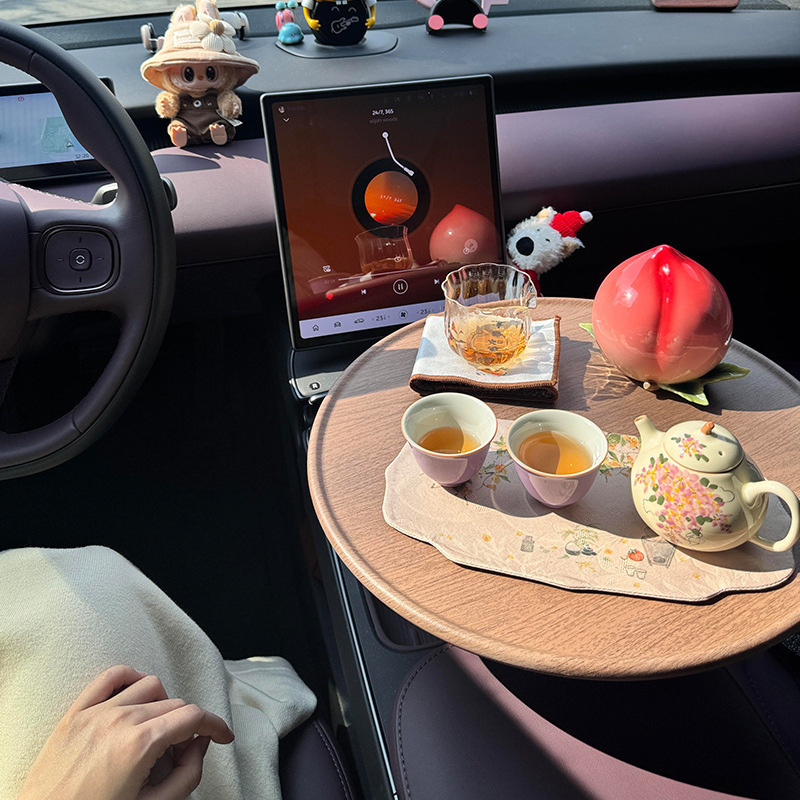 汽车载桌板前后排中控台吃饭置物水杯架托盘多功能副驾驶茶台餐盘|undefined