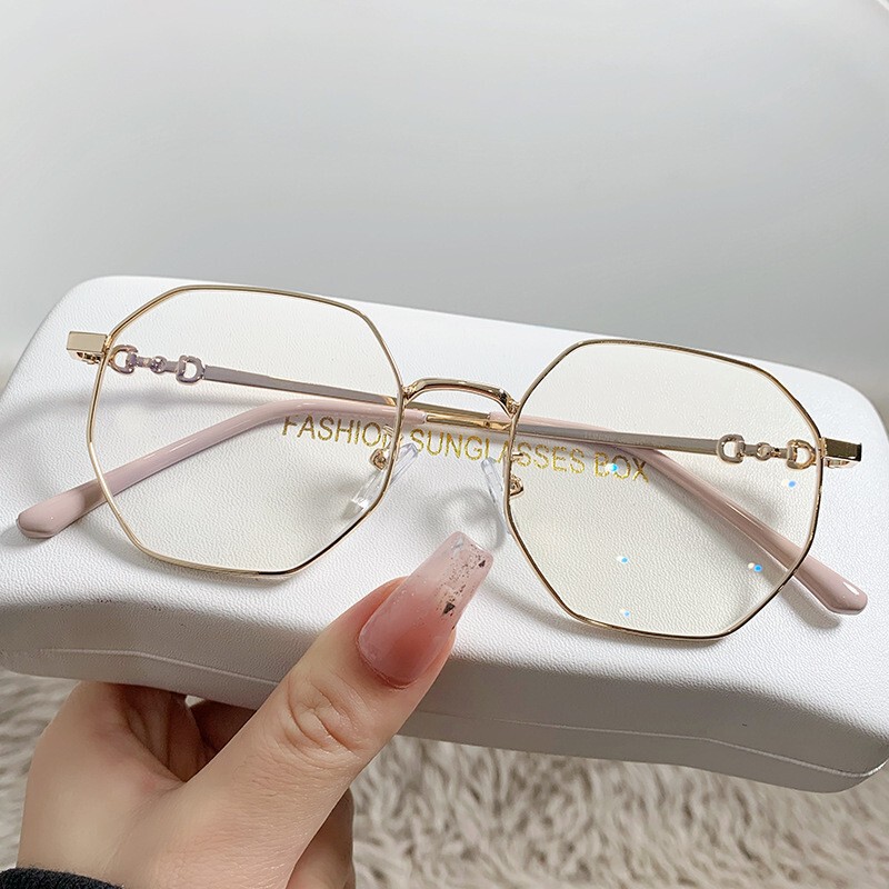 Ultra-light gold wire glasses myopia adjustable degree female astigmatism square round face polygonal eye frame anti-blue light glasses frame
