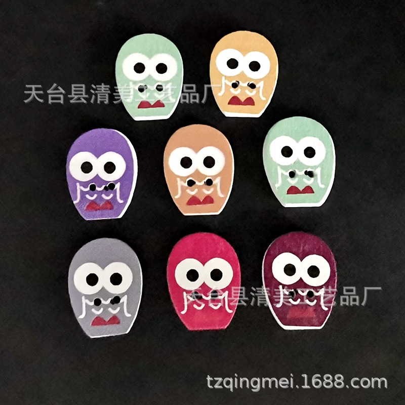 Botón de búho de dibujos animados hermosa decoración forma de búho madera para niños artesanías 50 por paquete