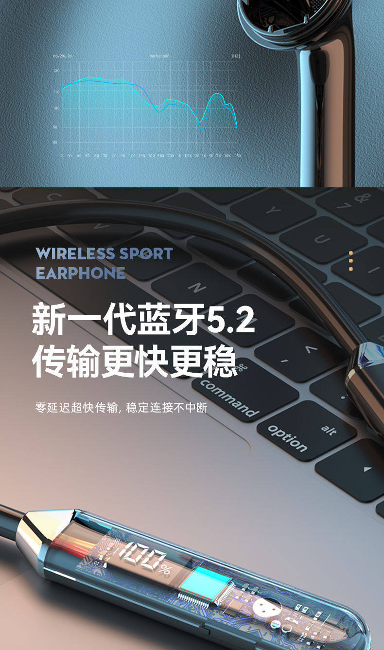 2026 New Neckband Bluetooth Headphones with Super Long Standby Time, Heavy Bass, Suitable for Running and Listening to Music, Compatible with Apple and Android Phones