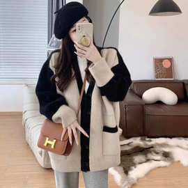 2026春秋新款宽松慵懒风毛衣针织开衫oversize气质名媛高端外套女