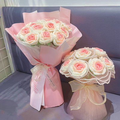 weave diy manual Material package Gradient rose Hand tied bouquet Wool crochet hook Valentine's Day Confidante marry gift