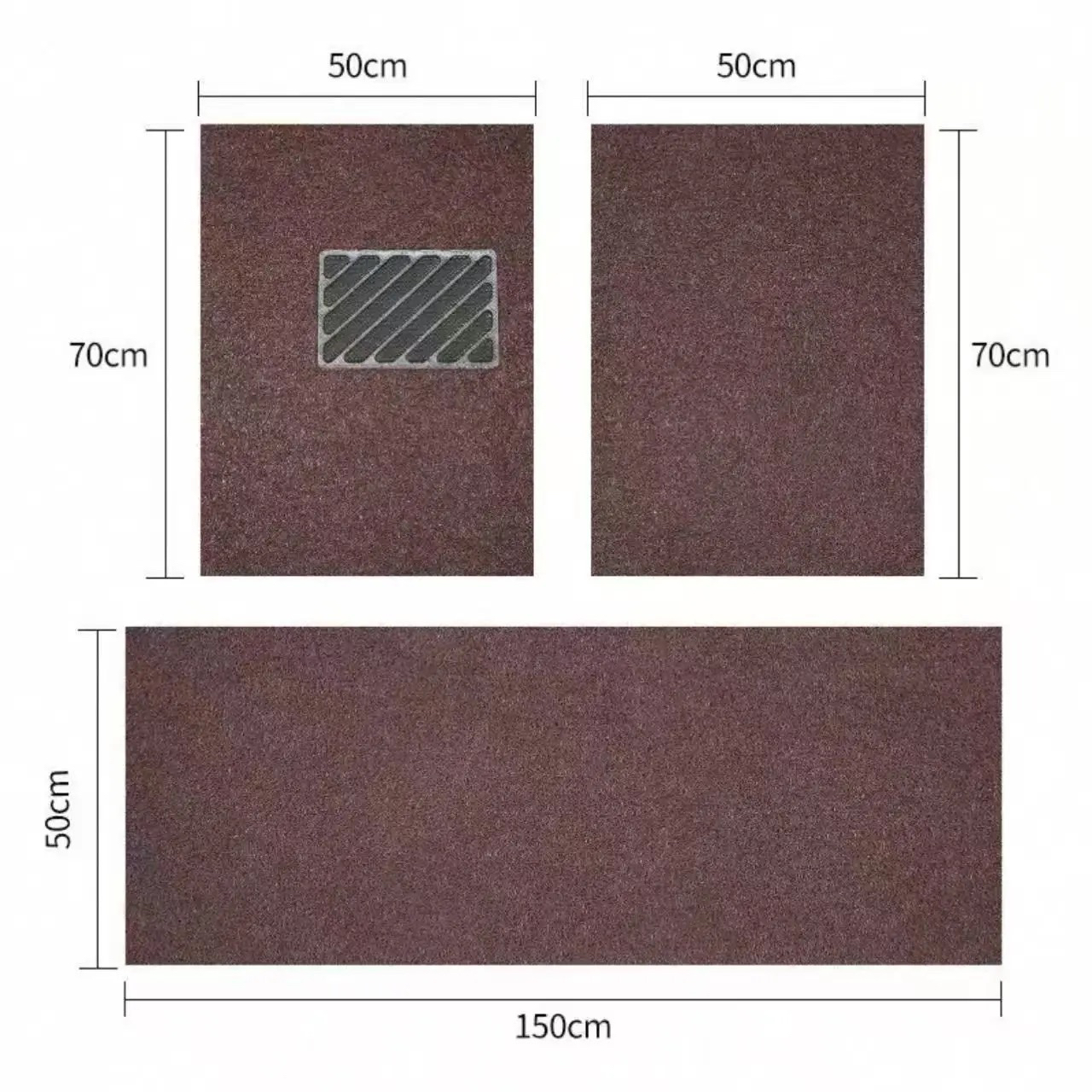 Easy Clean Waterproof: Universal Universal Foot Pad - coffee-color-three-piece-set-front-5070-rear-50150