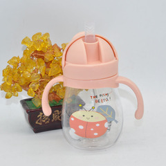 Chengfeng 1177 Children's Plastic Straw Cup Baby Drinking Cup Student Flip-Top Cup with Handle Learning Drinking Cup