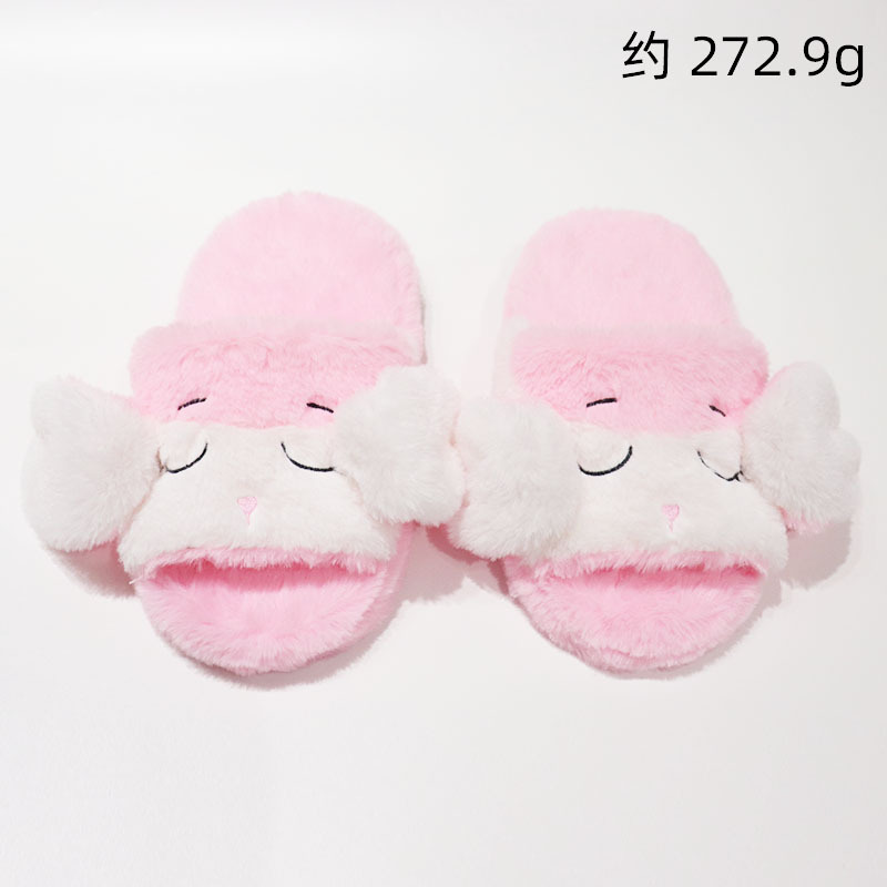 Zapatillas de orejas grandes, trapeador de algodón con orejas en movimiento, lindo perro de dibujos animados, todo incluido, cálido, antideslizante, zapatillas de lana, invierno