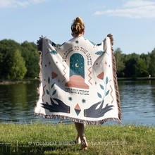 跨境外贸现货毛毯挂毯床尾毯沙发毯创意装饰挂毯客厅提花装饰毯