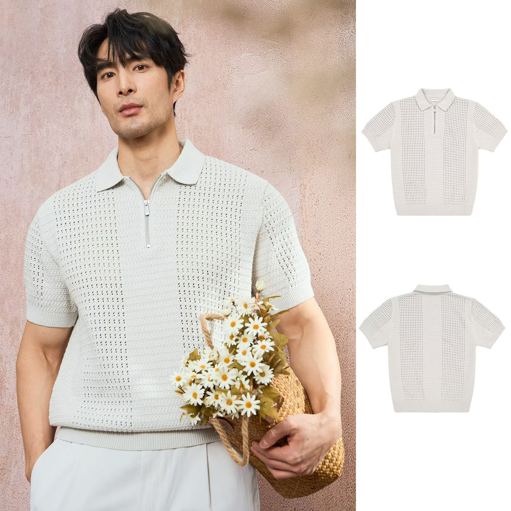 Polo camiseta de punto camiseta de manga corta camiseta de hombre solapa hueco medio cremallera negocio de verano fábrica al por mayor solo transfronterizo