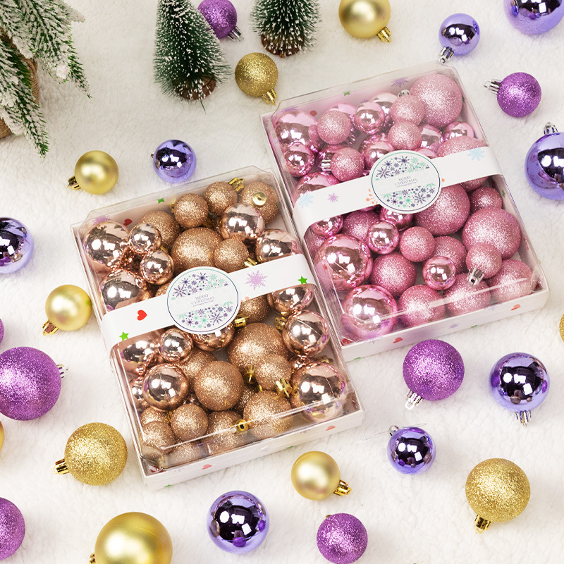 Cross-Border Spot Christmas Ball Set 42 Pieces Gift Box 3/4/5cm Christmas Tree Hanging Decoration Electroplated Glossy Glitter Ball Cross-Border Spot Christmas Ball Set 42 Pieces Gift Box 3/4/5cm Christmas Tree Hanging Decoration Electroplated Glossy Glitter Ball