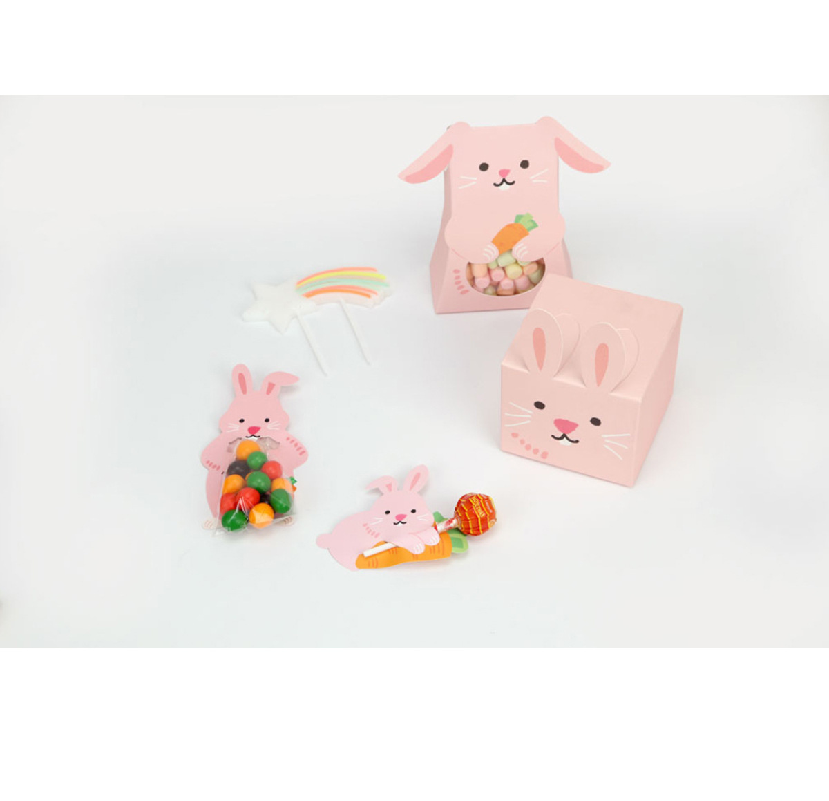 Color Square Cute Bear Rabbit Special-shaped Gift Candy Box Folding Packaging Box display picture 3