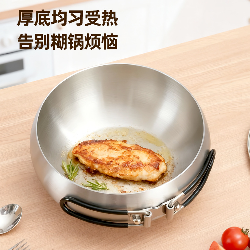 1810 olla de acero inoxidable al aire libre olla plegable camping picnic espesado 0 recubrimiento de gran capacidad no pegajosa olla de cocina