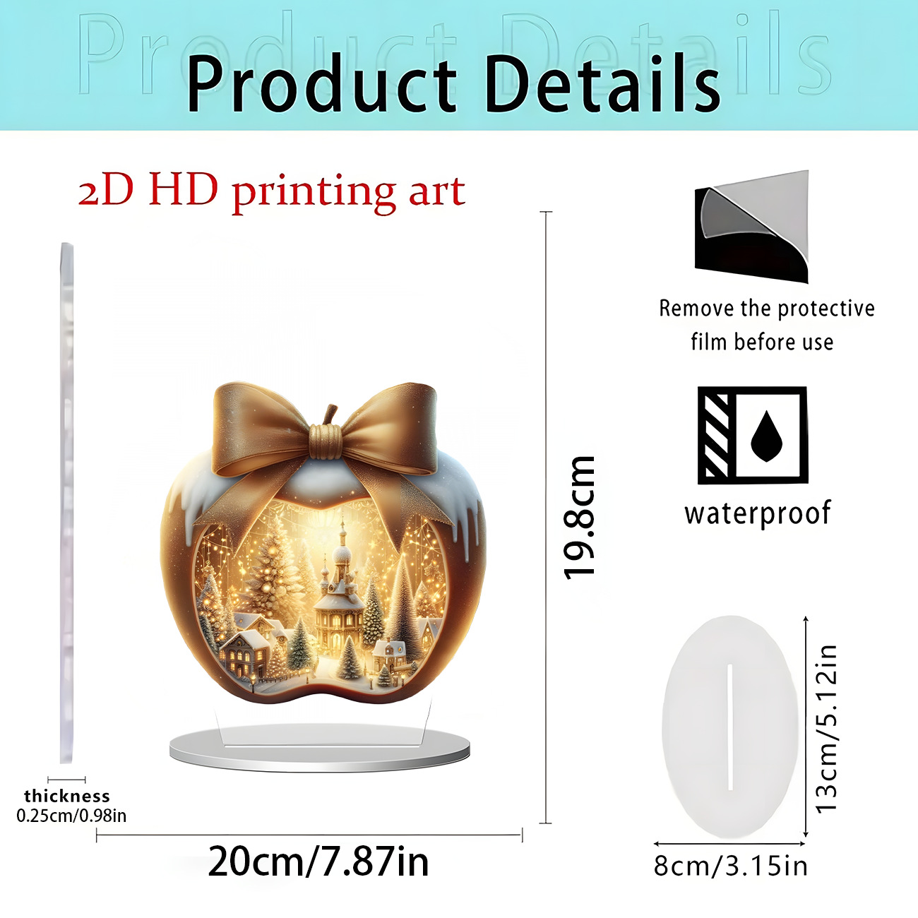 Nuevos productos transfronterizos Navidad Nochebuena Navidad Apple decoración decoración de escritorio decoración de Año Nuevo 2D acrílico
