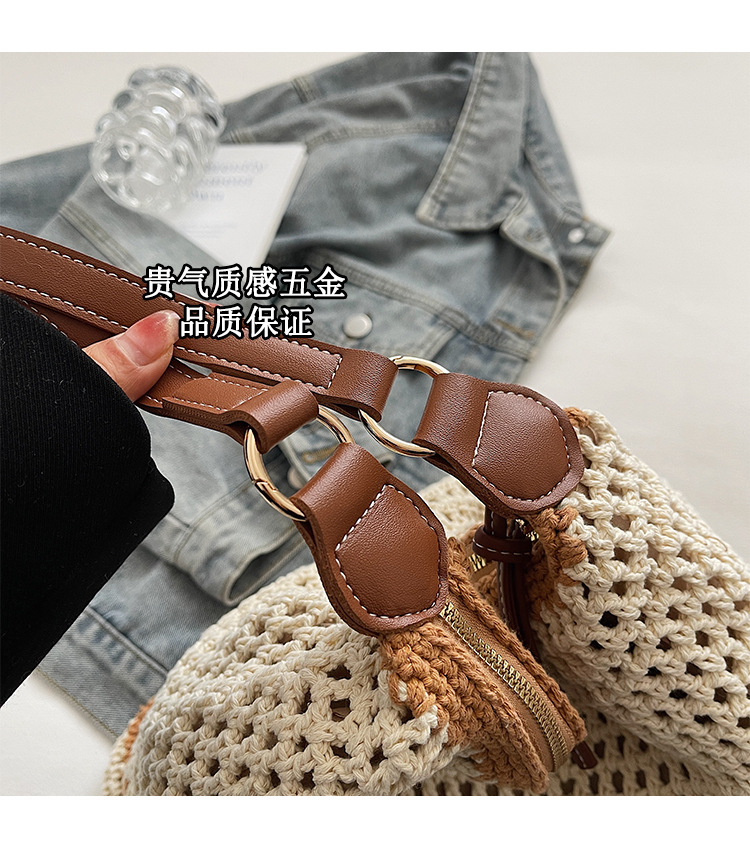 Summer versatile single-shoulder bags, trendy and fresh woven bags, seaside vacation beach bags, large-capacity travel bags Specification drawing