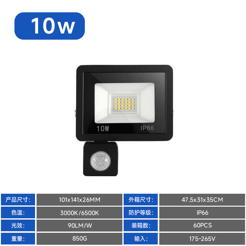 LED 投光器屋外防水中庭赤外線人体誘導投光器 100 ワット小さなリンゴ誘導投光器|undefined