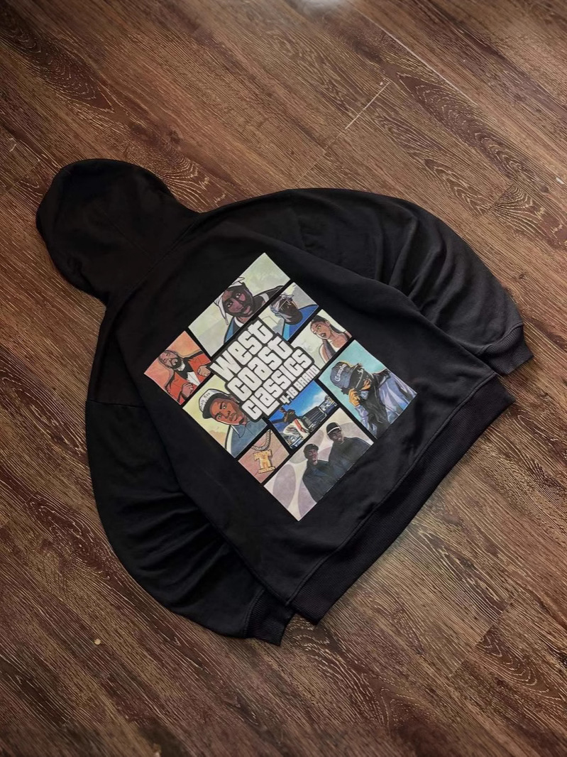 Y2K跨境美利坚街头五星好市民男女款宽松美丽休闲百搭连帽衫卫衣