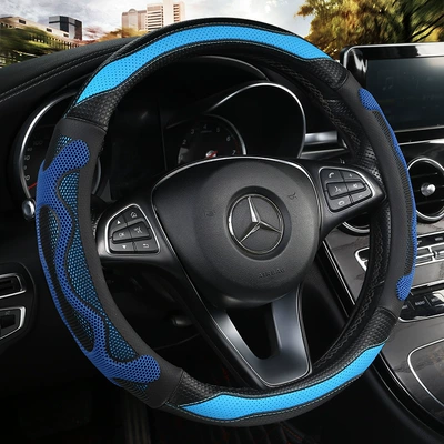 Sports Interior Cross-Border Amazon Wholesale – Steering wheel cover - black-blue-round-38cm