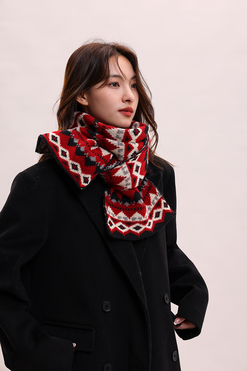 Jacquard Herbst Winter, koreanische Version und Hut, zweiteiliges Set, Schal für Frauen, vielseitig, Studentin, Paar, warmer Schal_voghion.com