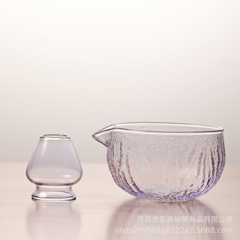 跨境专供 日式玻璃锤纹抹茶茶具套装茶筅抹茶刷百本立茶筅立组合|undefined