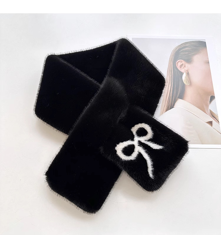 Bufandas mujeres otoño invierno nuevo arco empalmado bufandas de peluche de moda caliente cruzada protección de cuello buñuelo image 7