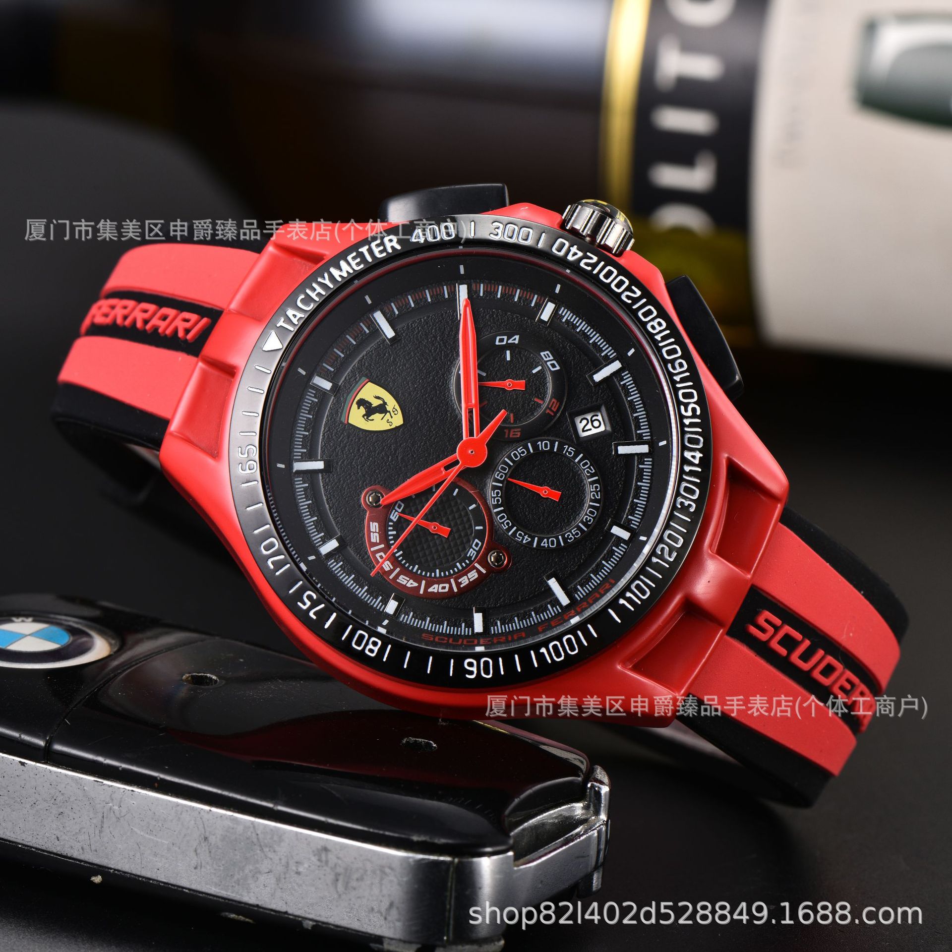 Six-Pin Full-Function Chronograph Rubber Strap Men's Farah Brand Casual Running Second Chronograph Watch, Popular Foreign Trade Model