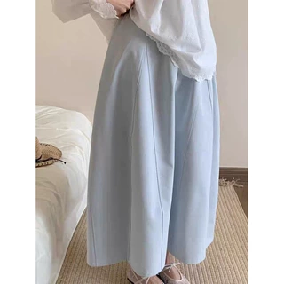 韩系松紧2026夏季新款花苞设计中长款高腰减龄洋气半身裙显瘦裙子
