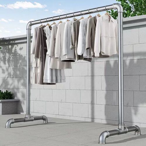 Galvanized steel pipe clothes rack, balcony drying rack, single and double pole drying rod, quilt drying stand, indoor and outdoor floor-mounted hanger