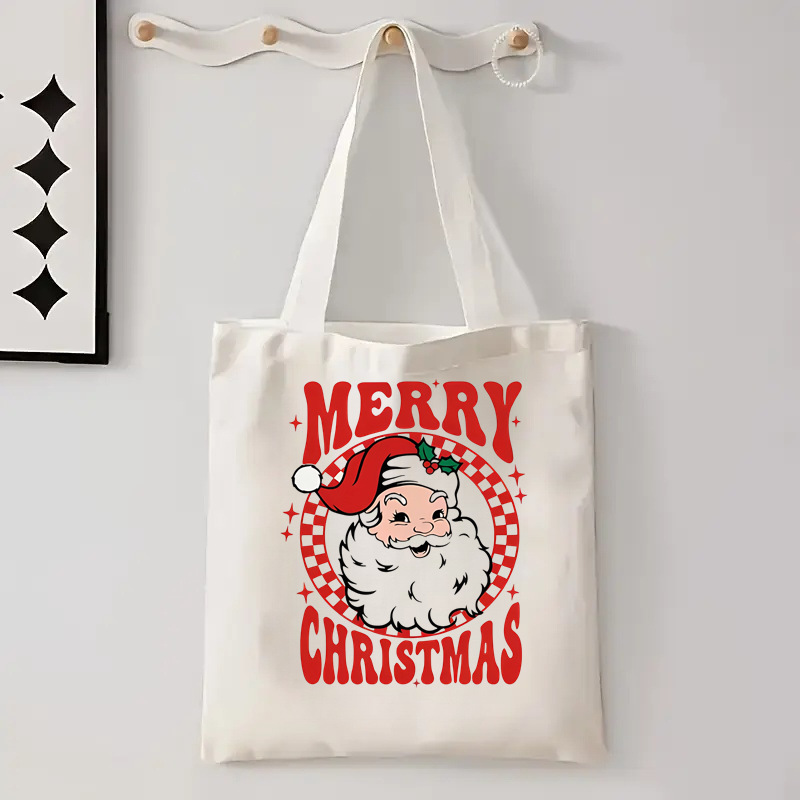 Cross-Border Men and Women Christmas New Year Canvas Bag Student Portable Storage Handbag Shopping Travel Shoulder Bag Cross-Border Men and Women Christmas New Year Canvas Bag Student Portable Storage Handbag Shopping Travel Shoulder Bag
