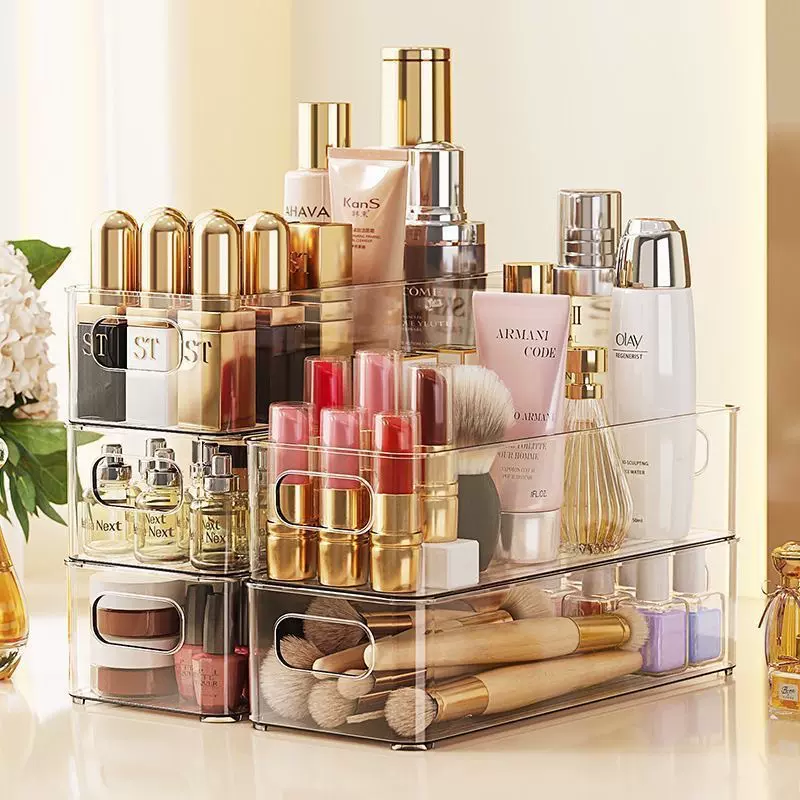 桌面收纳盒家用化妆品收纳整理盒冰箱收纳筐厨房调味料零食收纳盒