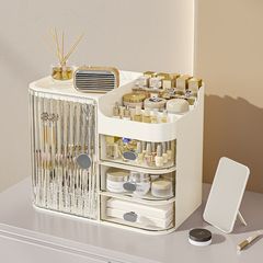 宿舍桌面化妆品收纳盒防尘护肤品大容量梳妆台一体抽屉化妆刷收纳