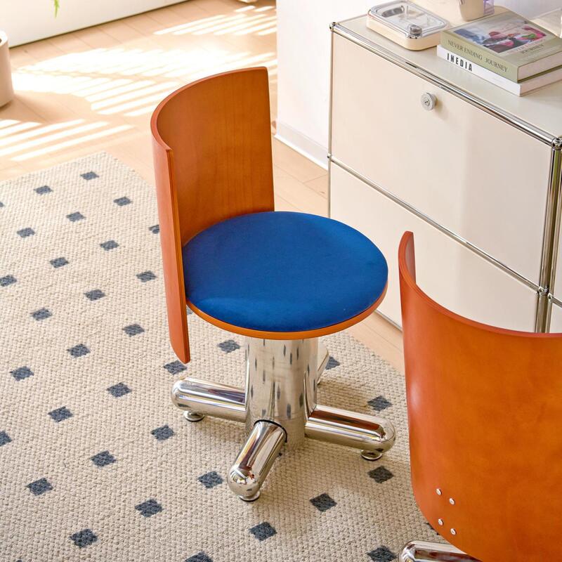 Vintage Stainless Steel Retro Dining Chair for Small Spaces, Leisure Chair for Home Office, Designer Polka Chair Vintage Stainless Steel Retro Dining Chair for Small Spaces, Leisure Chair for Home Office, Designer Polka Chair