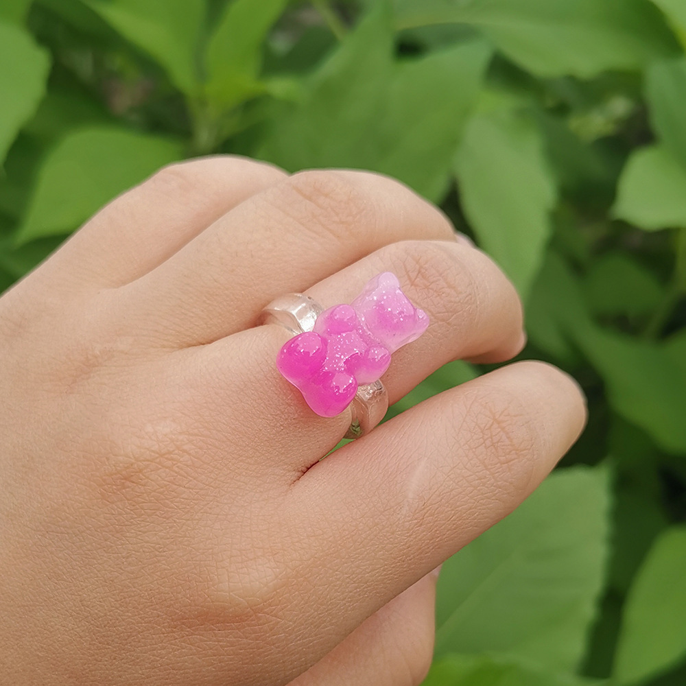4g Weight Rings Classification 1 Piece Quantity Daily Occasion Acrylic Material Bear Pattern Women's Gender Cute Style Cute Bear Arylic Women's Rings 11
