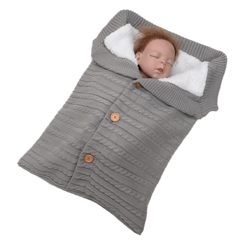 Европейский и американский новый детский спальный мешок на кнопках, спальный мешок для детской коляски для улицы, вязаный шерстяной спальный мешок для детской коляски.