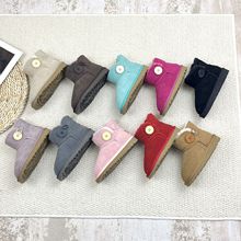 跨境外贸童鞋真皮雪地靴3352低筒儿童牛皮保暖加厚加绒冬靴子棉鞋