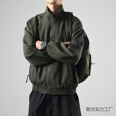2025新款流行外套男复古宽松男女潮牌春秋季休闲工装立领夹克