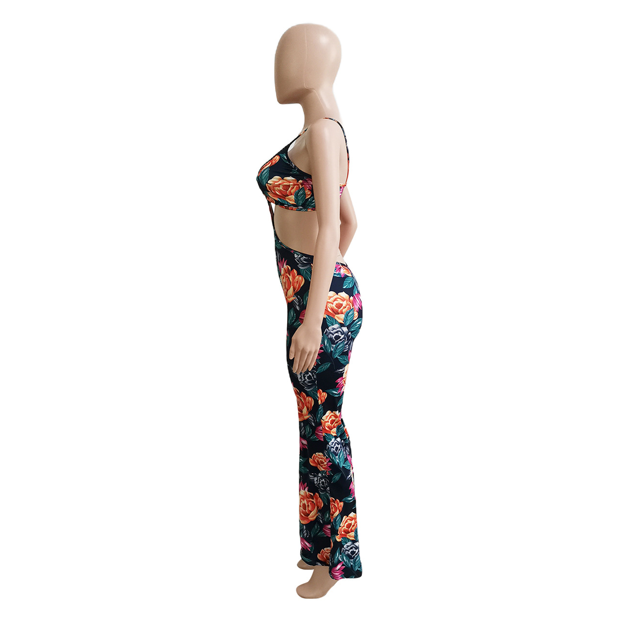 Women Clothing Spring Summer Beach Vacation Tube Top Hollow Out Cutout Jumpsuit