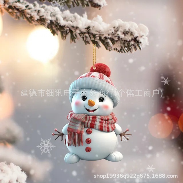 国境を越えた新製品アクリルかわいいアニメクリスマス雪だるま自動車掛け家クリスマスツリー飾り飾り飾り|undefined