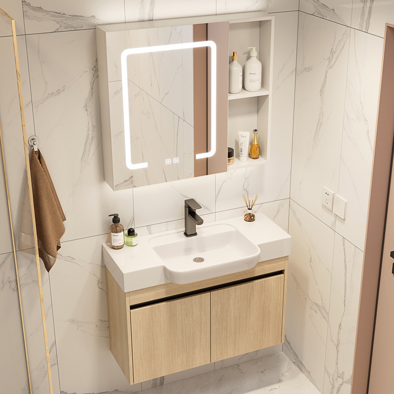 Color tronco espacio aluminio gabinete de baño combinación cerámica lavabo lavabo transfronterizo lavabo ultra estrecho lavabo