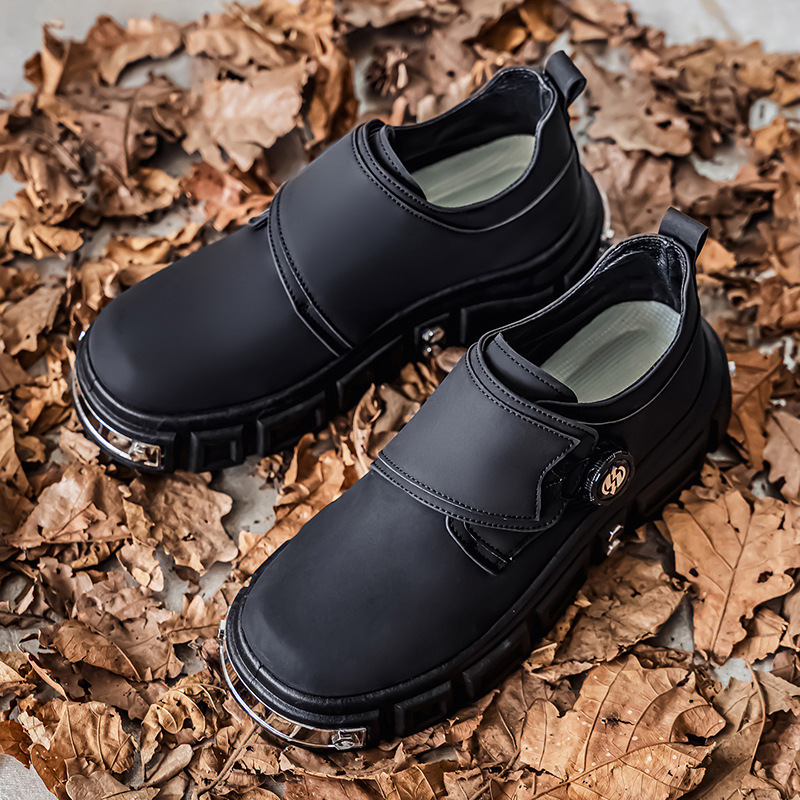 Botas martin de pele masculinas com fivela estilo derby casual_voghion.com