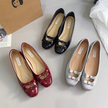 内增高5公分～甜心教主双蝴蝶结镂空浅口晚风玛丽珍单鞋女