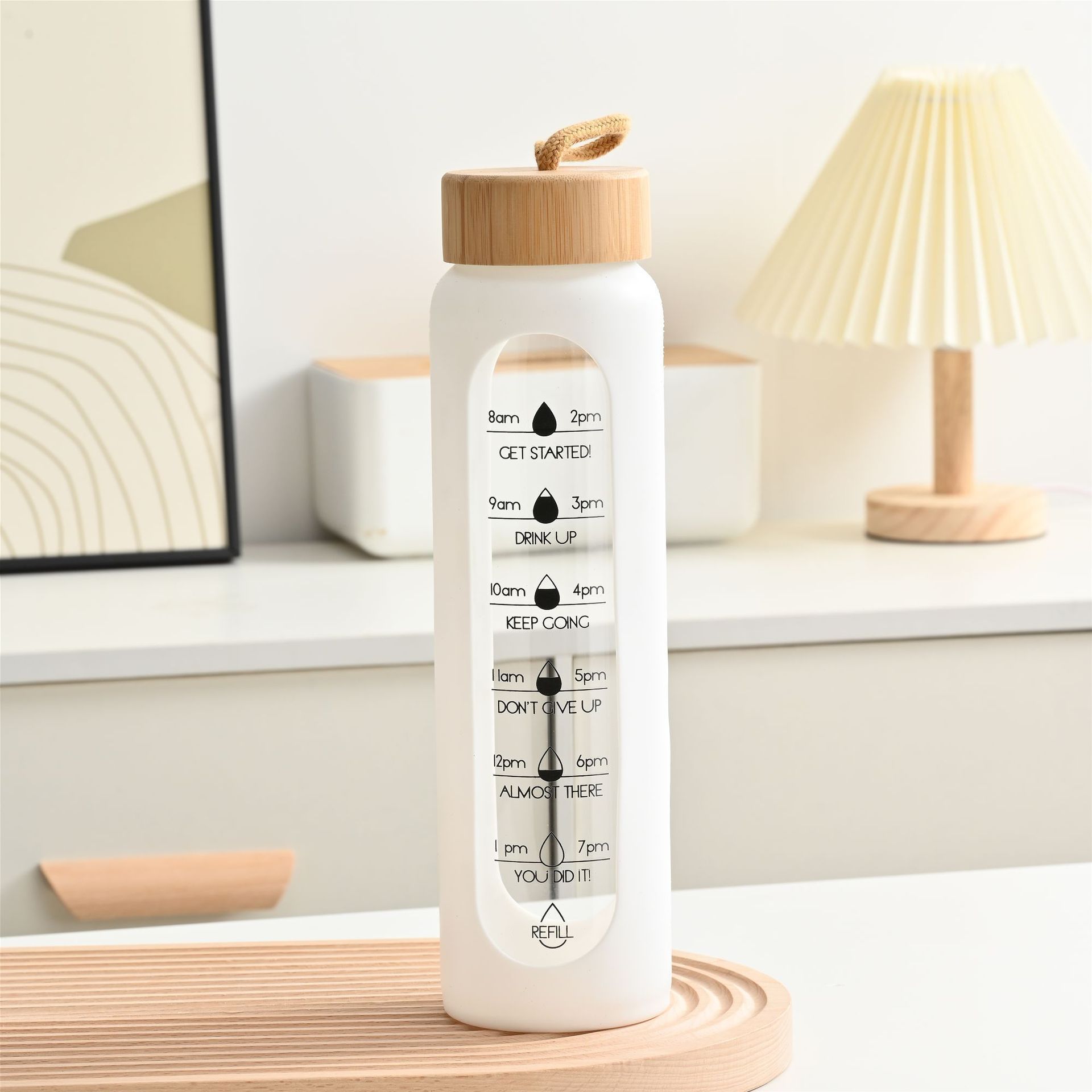 Botella de agua de vidrio portátil de gran capacidad, copa de agua de vidrio de borosilicato resistente a altas temperaturas de una sola capa, una pequeña cantidad de personalización