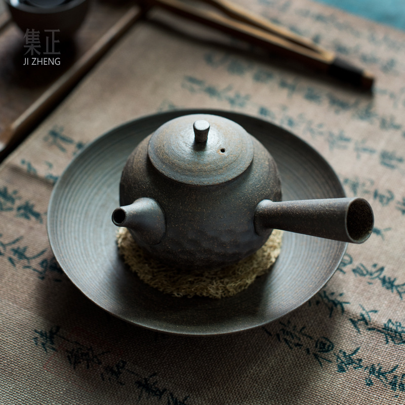 Original Pottery Rustic Teapot Japanese Style Retro Kung Fu Tea Set Stoneware Side Handle Pot Household Ball Hole Filter Ceramic Teapot Original Pottery Rustic Teapot Japanese Style Retro Kung Fu Tea Set Stoneware Side Handle Pot Household Ball Hole Filter Ceramic Teapot