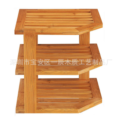 竹木質三層廚房儲物架 竹制置物架 碗架瀝水架 盤碟收納架