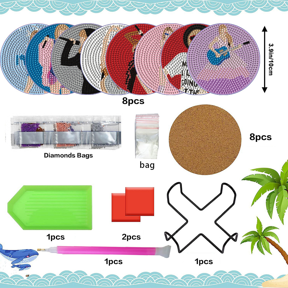 Transfronterizos diy pintura de diamantes almohadilla aislante Amazon Taylor concierto taza almohadilla acrílico redondo de diamantes brillantes hechos a mano