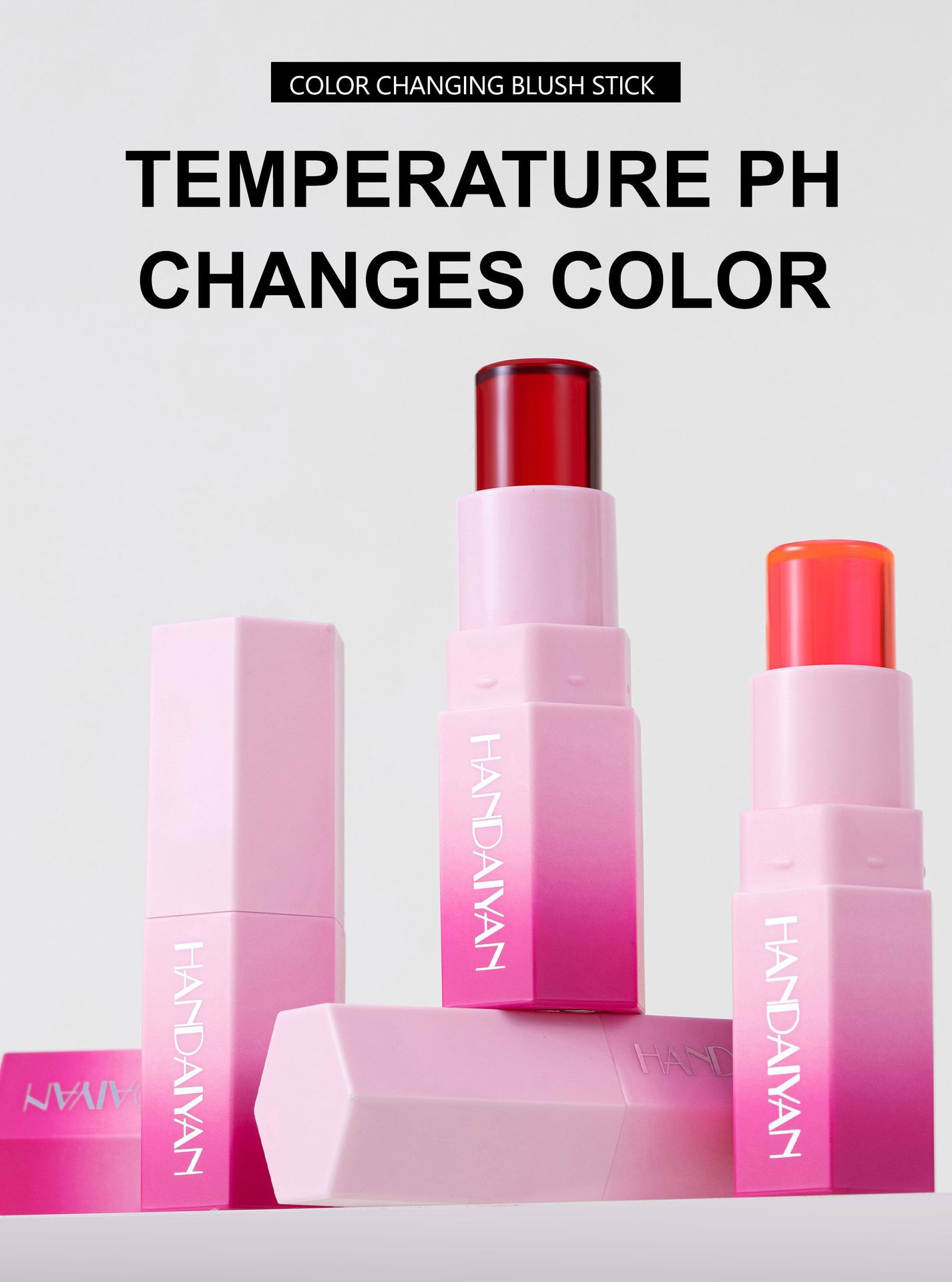 Cross-border Jelly Blush Stick handaiyan Solid Blush High-gloss Contouring Multi-Purpose Cream Matte Thermochromic Blush Cream full figure