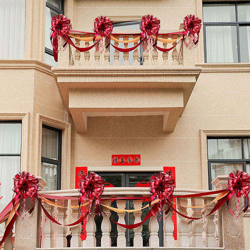 Boda Mentouhua Bola de bodas Big Red Flower Bola Apertura Ceremonia de corte de cinta Reconocimiento Big Red Flower Car Satin Red Paño Hortensia