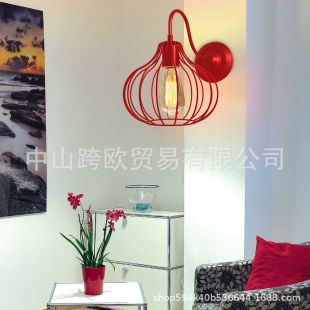 Creative Pumpkin Wall Lamp Bedroom Vintage Wall Lamp Coffee Restaurant Creative Indoor Wall Lamp Iron Bird Cage Nordic Wall Lamp