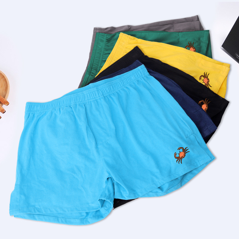 Men's underwear, loose and breathable crab print Aron pants, youth boy's four-square pants, straight-leg pants