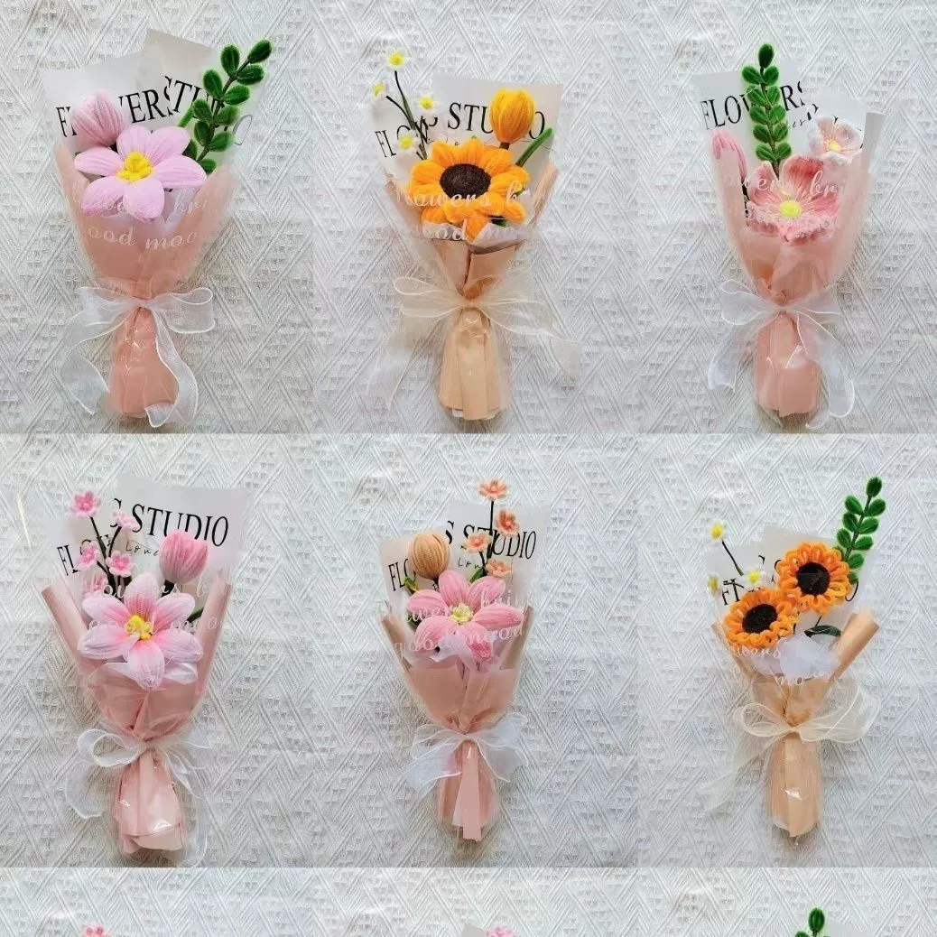 Готовый скрученный букет ручной работы