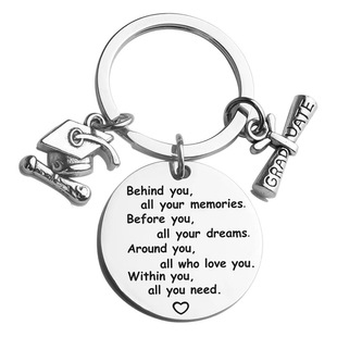 Cross-border 25-year new graduation season stainless steel lettering to send students and teachers commemorative gift key chain manufacturers in stock