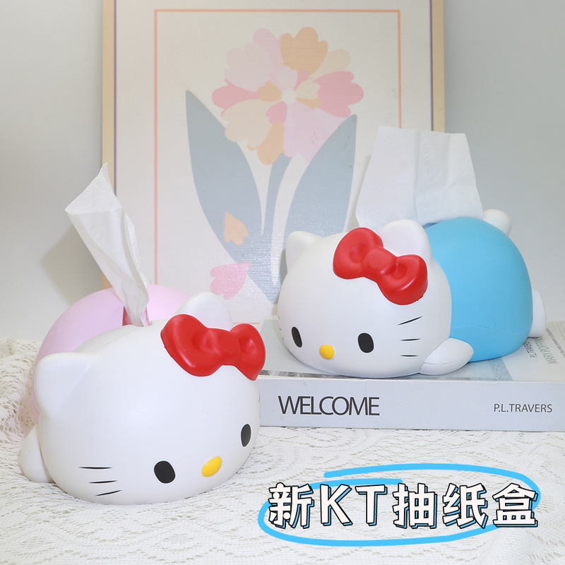 跨境卡通趴姿KT猫纸巾盒创意桌面实用收纳好物少女心礼品|undefined
