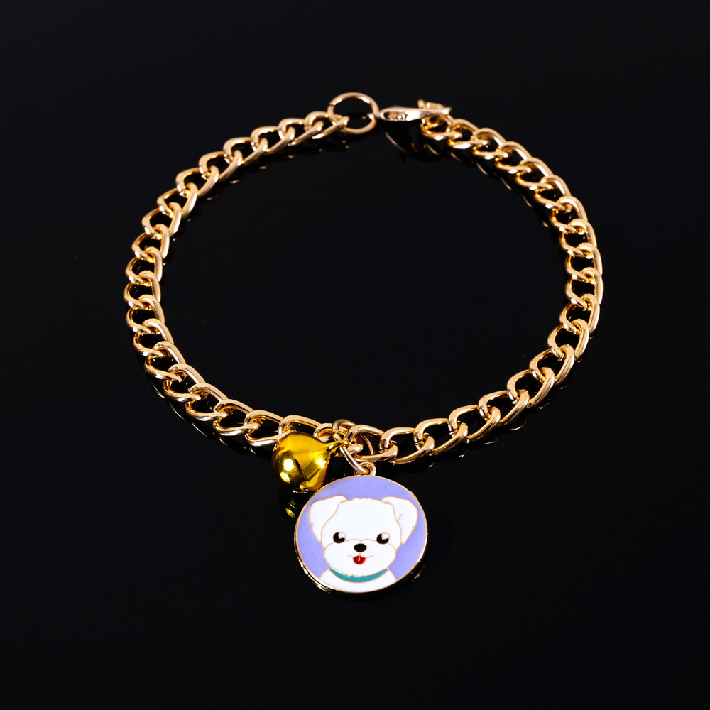Mascotas de oro perros de madera Teddy azul felino collar colgante de dibujos animados collar ajustable accesorios tarjeta de lucha de perros